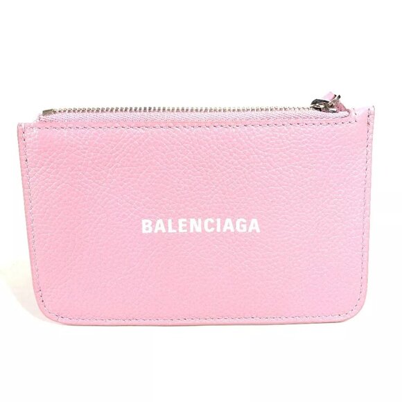 BALENCIAGA 637130 Card Case Business Card Holder Pass Case Leather pink - Picture 1 of 9